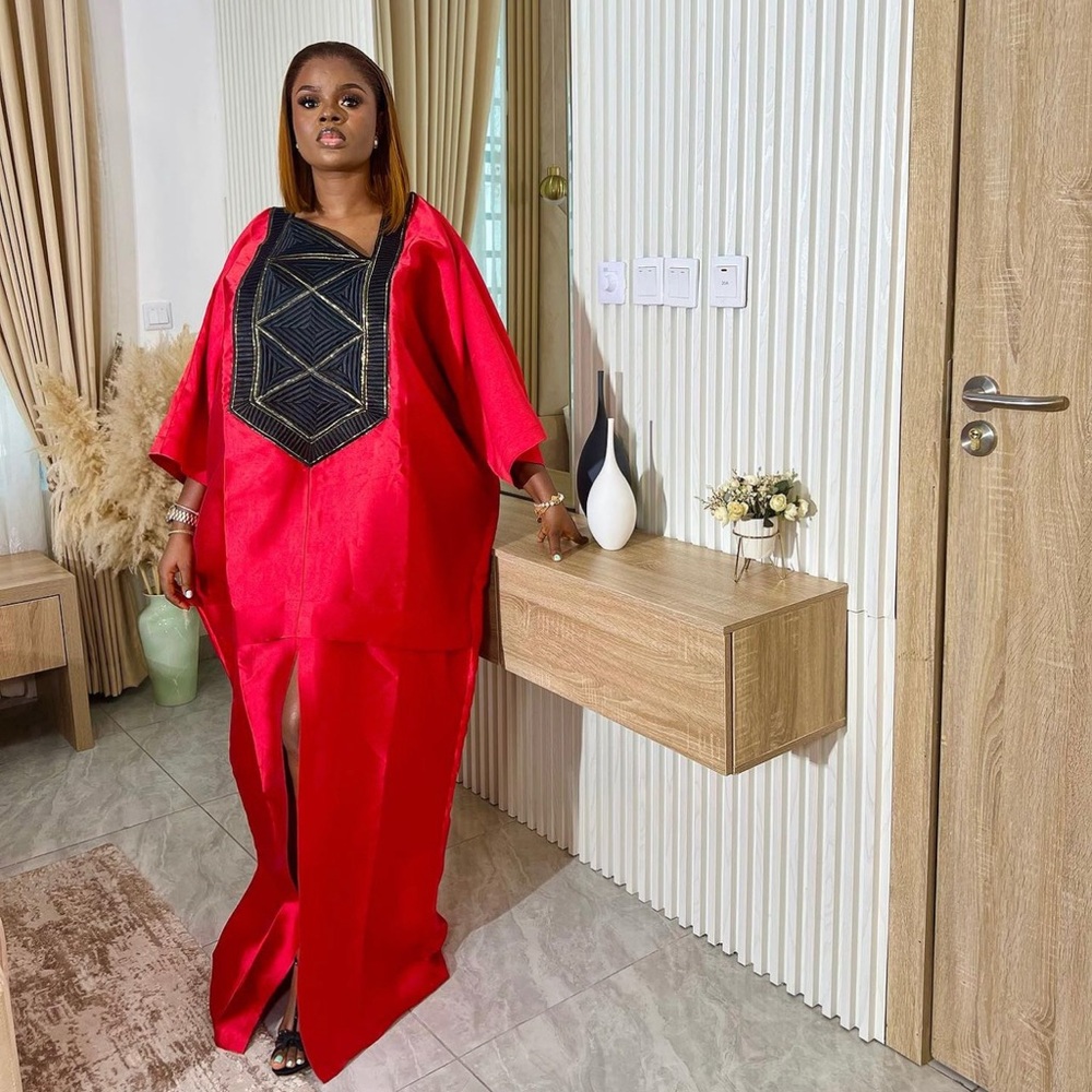 Mikado Silk Boubou, Rich Aunty Bubu, Kaftan Dress for Women
